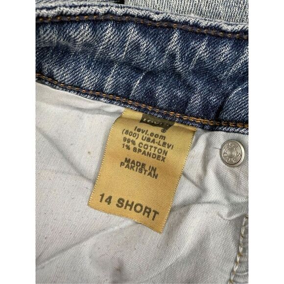 Levi’s Women’s 14 Cutoff Denim Jean Shorts Distressed Mid Rise Medium Wash - Picture 5 of 8